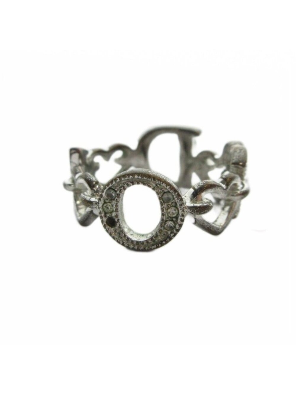 Dior Ring Logo Rhinestone Silver - Picture 5 of 8